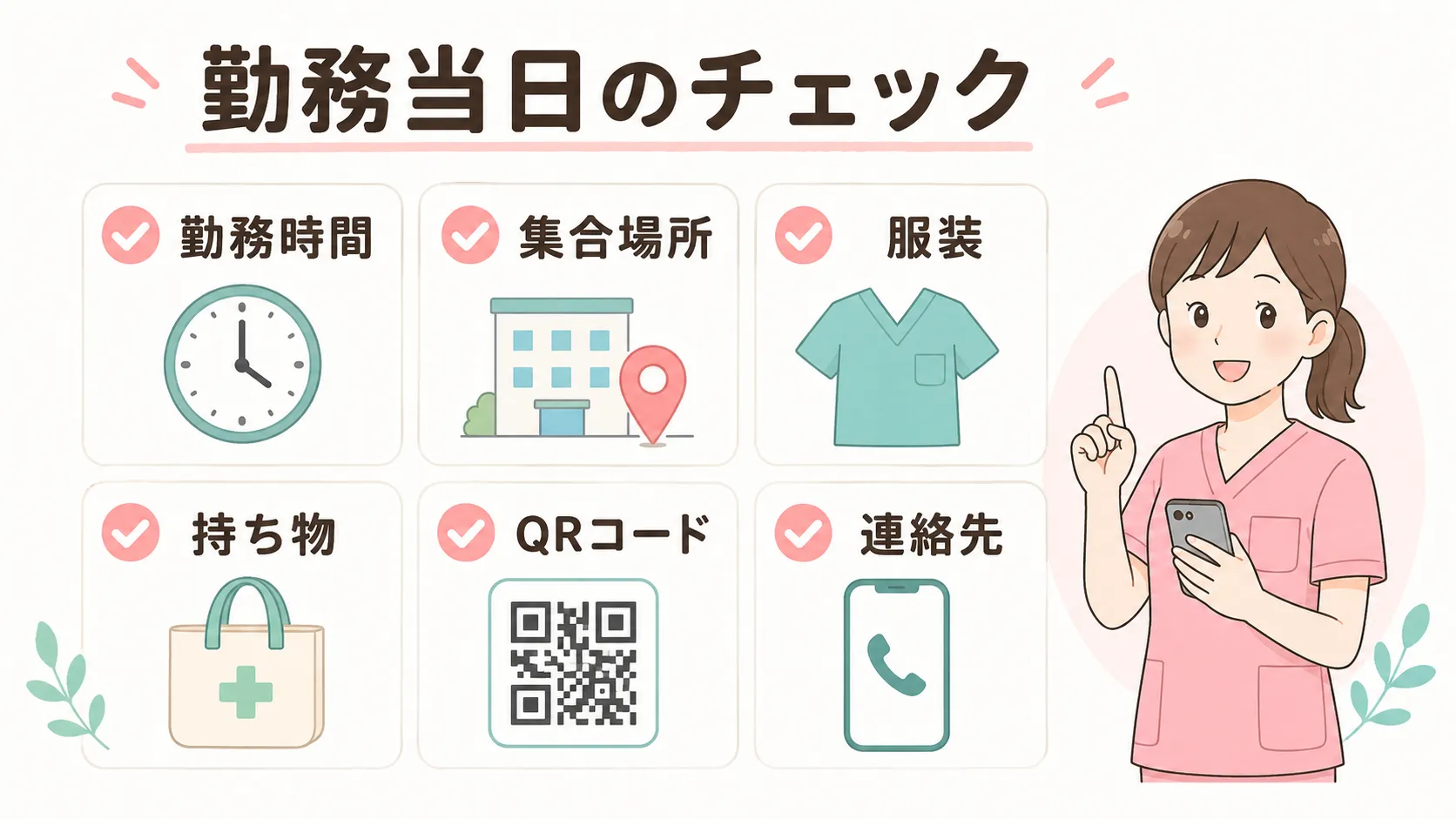 カイテク勤務当日のチェック