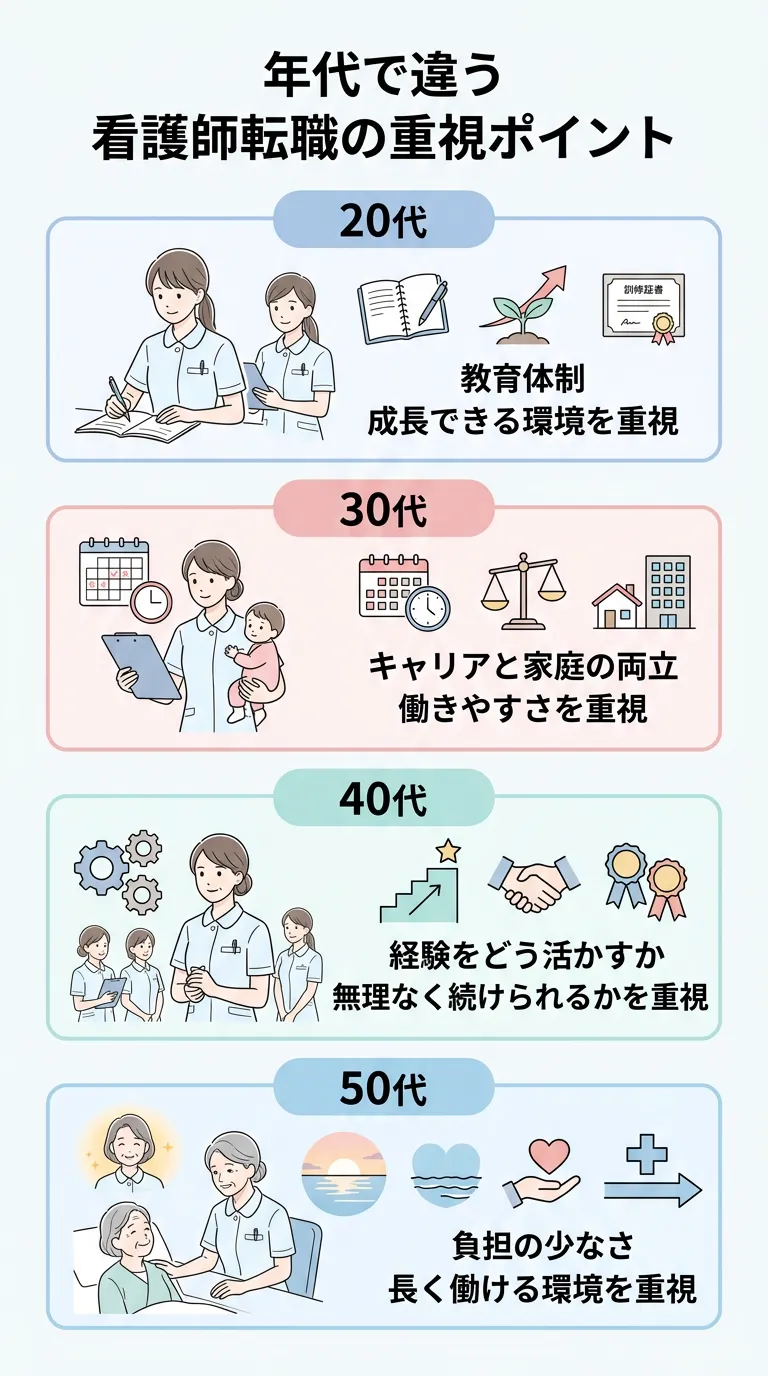 年代で違う看護師転職の重視ポイント
