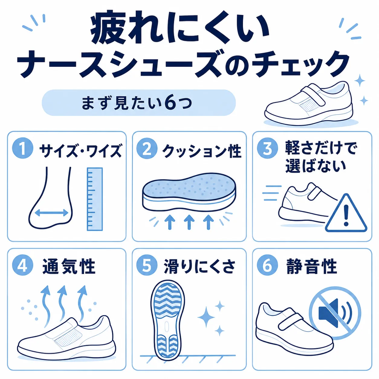 疲れにくいナースシューズのチェック