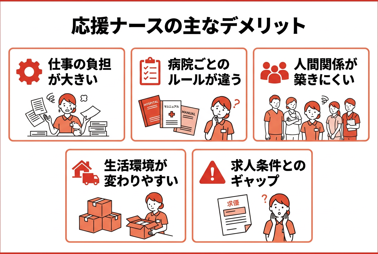 応援ナースの主なデメリット