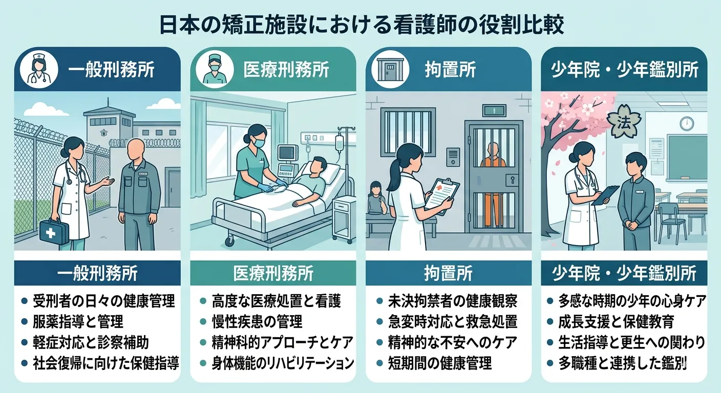 矯正施設の看護師役割比較