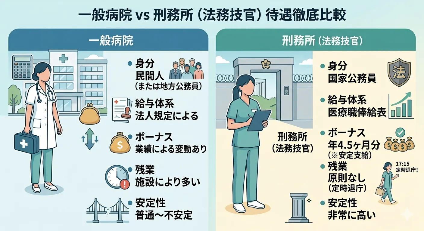 刑務所看護師の待遇比較