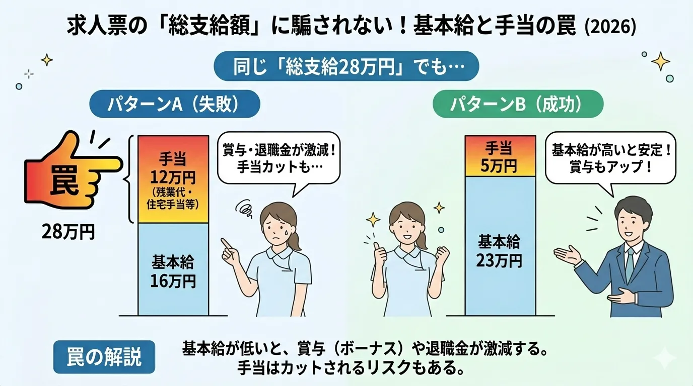 給料・休日の「見落としがちな罠」の比較
