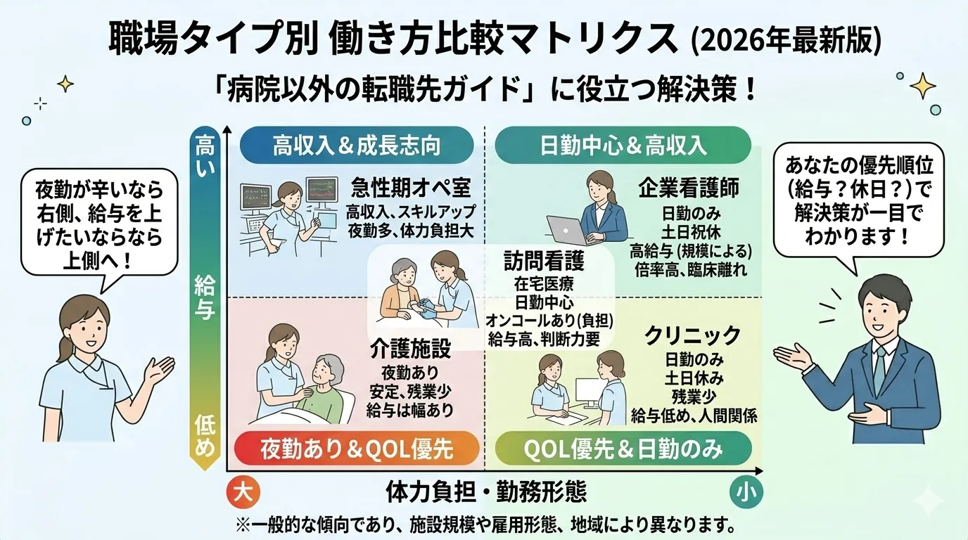 職場タイプ別「働き方比較マトリクス」